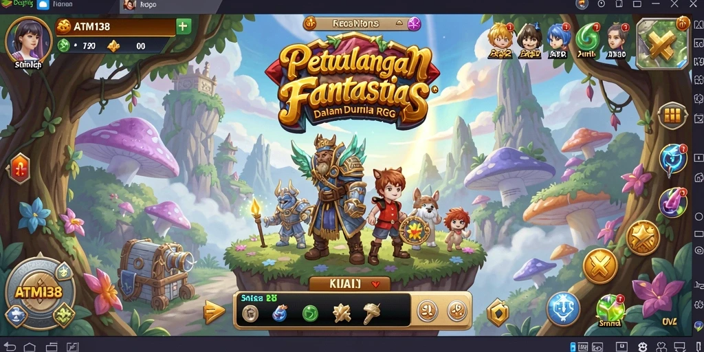 Tampilan gameplay <strong>ATM138</strong> yang memukau dengan karakter berpetualang di dunia fantastis.