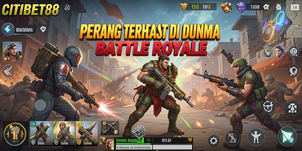 Tangkapan layar dengan aksi seru dalam game Battle Royale.