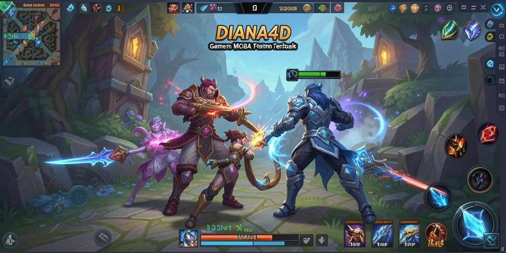Screenshot gameplay DIANA4D yang menunjukkan pertarungan tim yang seru.
