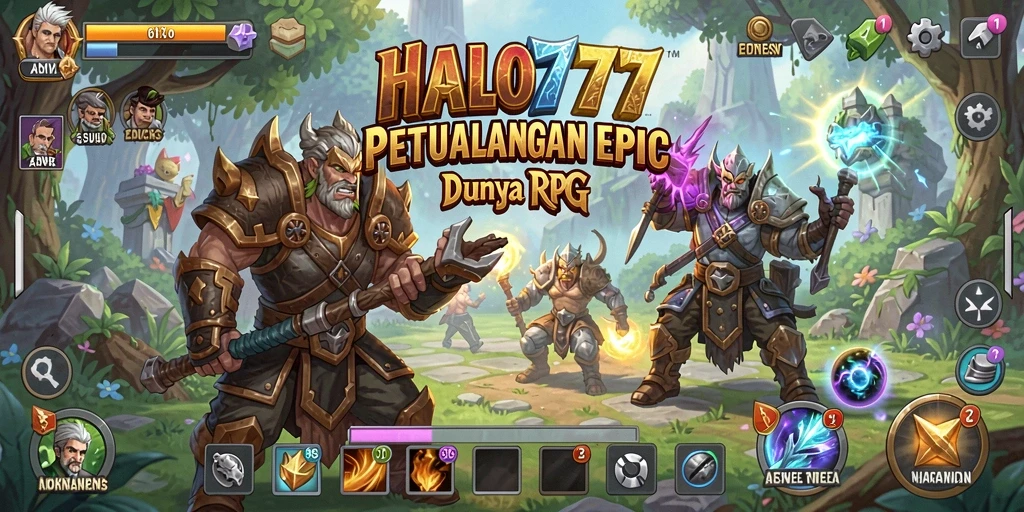 Tangkapan layar gameplay menarik dari HALO777 yang menunjukkan petualangan RPG.