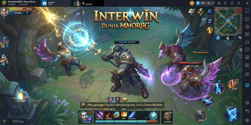 Screenshot menampilkan gameplay epik dalam dunia MMORPG INTERWIN.
