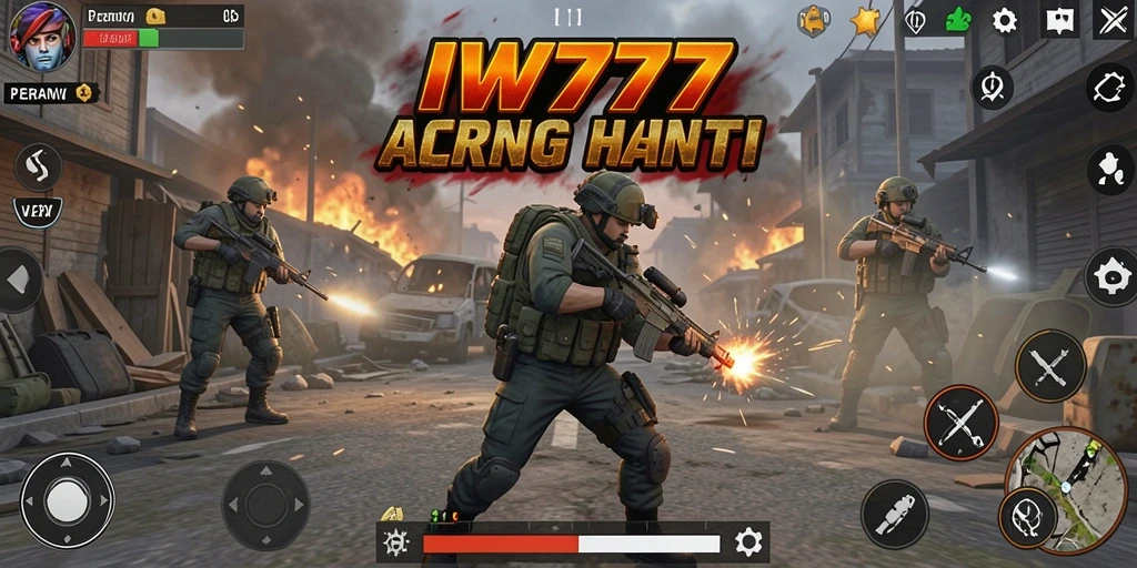 Screenshot IW777 menampilkan pertempuran aksi yang mendebarkan.