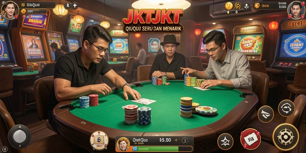 Screenshot menunjukkan gameplay menegangkan QiuQiu di JKTJKT.