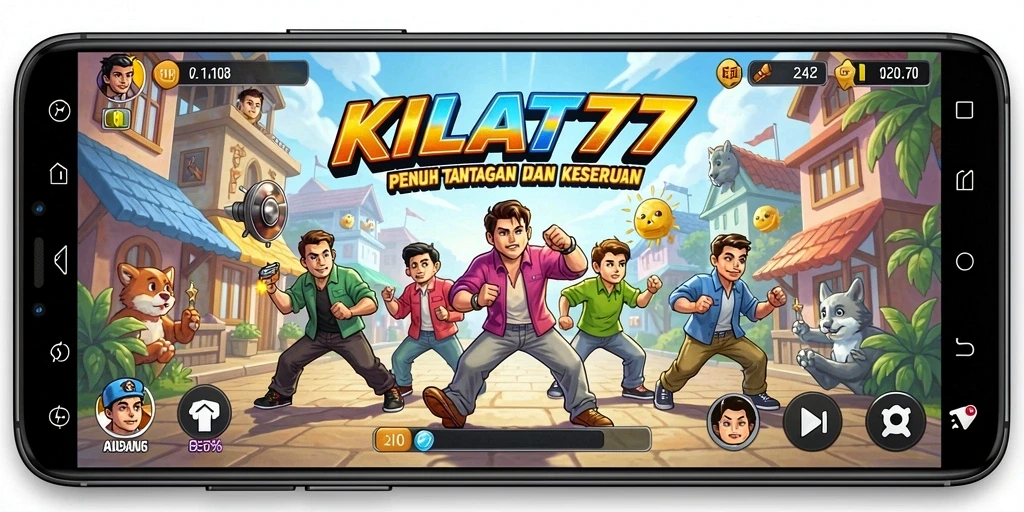 Tampilan gameplay KILAT77 yang penuh warna dan menantang.