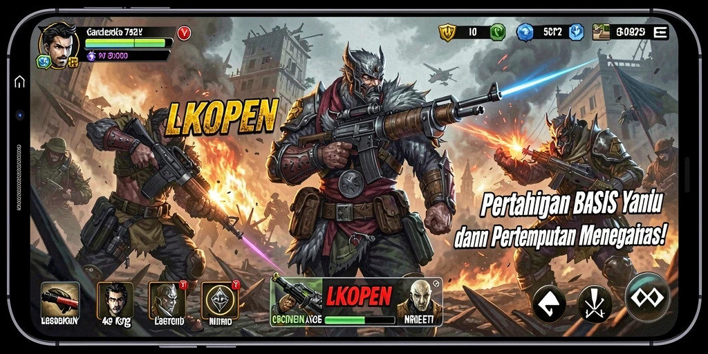 Tangkapan layar LKOPEN menampilkan aksi menegangkan dalam permainan Tower Defense.