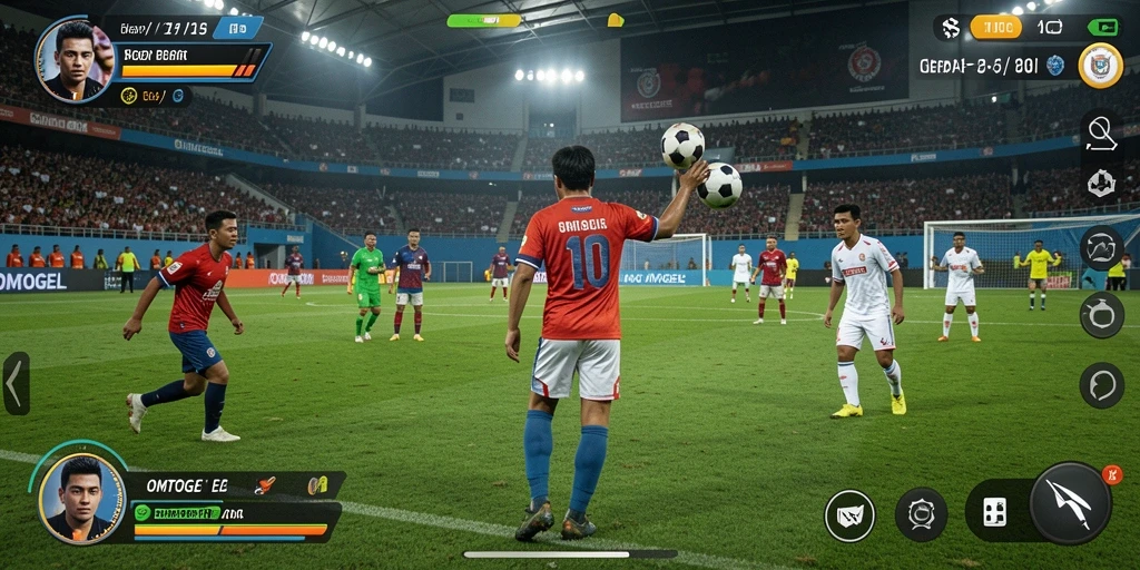 Screenshot OMTOGEL menampilkan aksi seru permainan sepak bola.