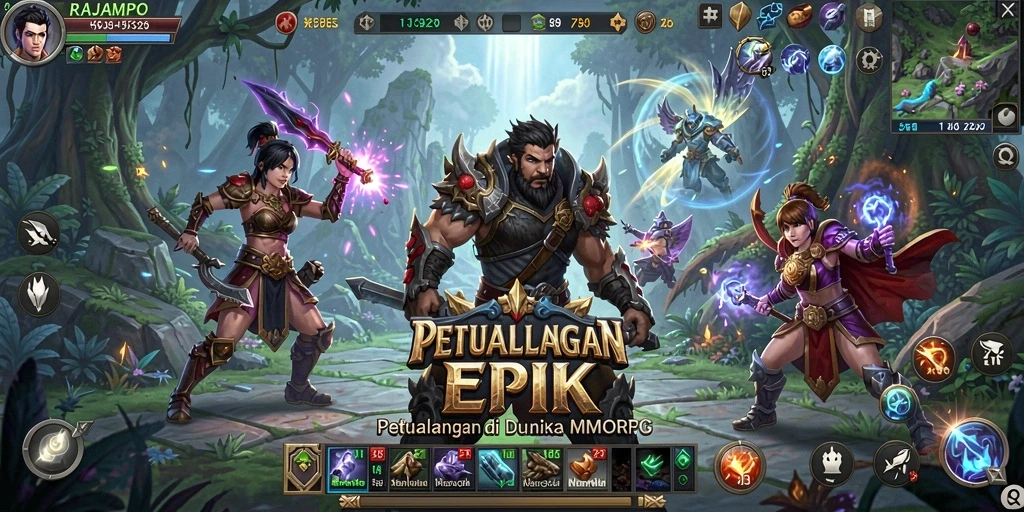 Tangkapan layar menampilkan aksi pertempuran seru dalam RAJAMPO.