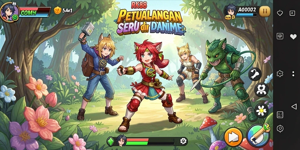 Screenshot menunjukkan karakter Anime dalam aksi mendebarkan.
