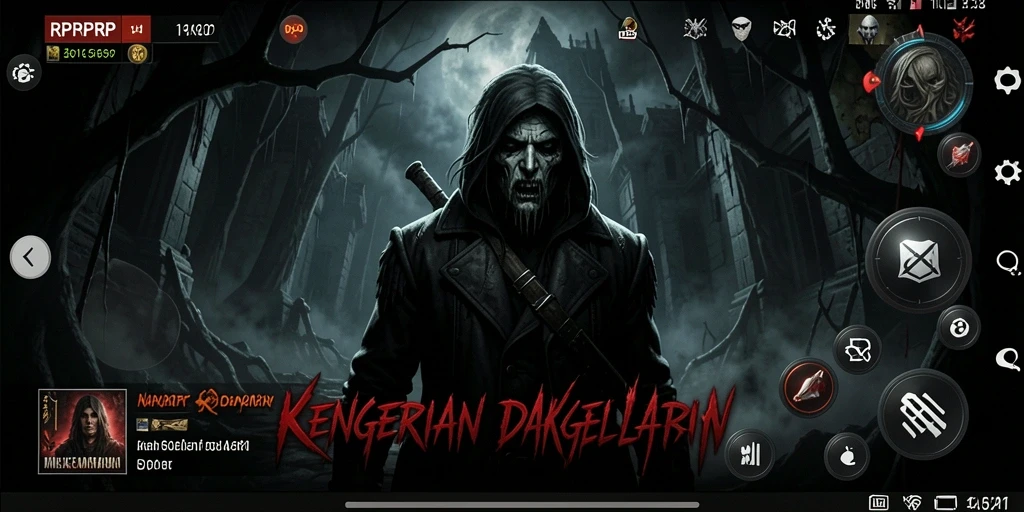 Tampilan gameplay mendebarkan dengan kegelapan dan ketegangan.