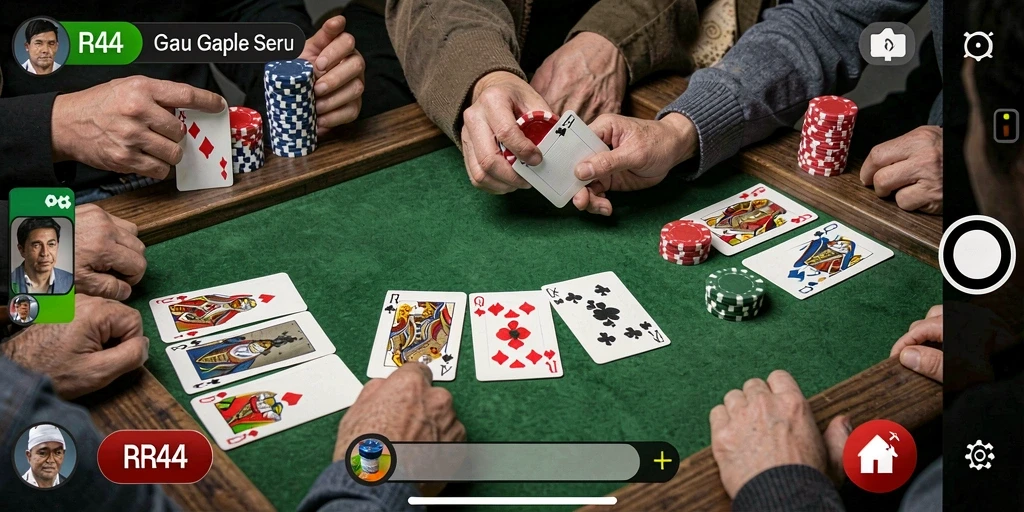 Screenshot gameplay RR44 dalam permainan Gaple yang seru.