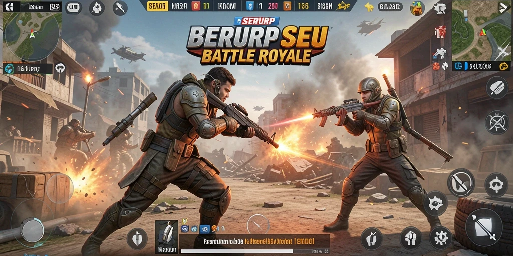 Gameplay SERURP yang mendebarkan dalam suasana pertempuran.
