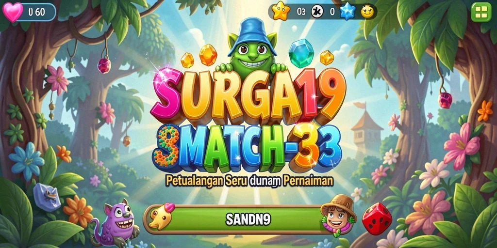 Screenshot gameplay SURGA19 menampilkan aksi Match-3 yang seru.