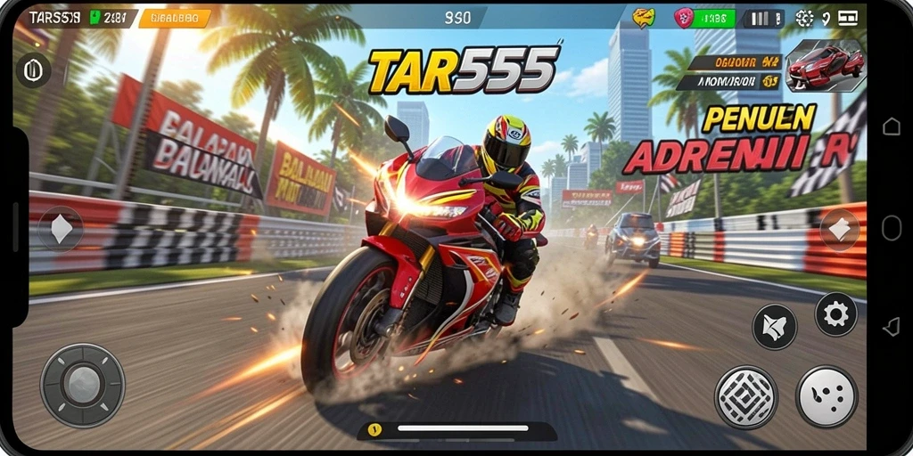 Gameplay mendebarkan TAR555 dengan aksi balapan motor yang intens.