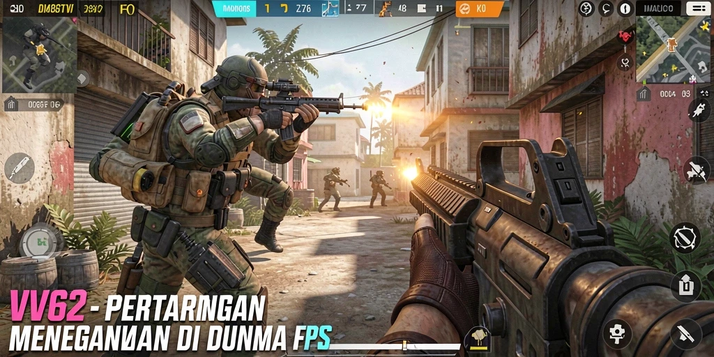 Tangkapan layar gameplay VV62 yang penuh aksi dan strategi.