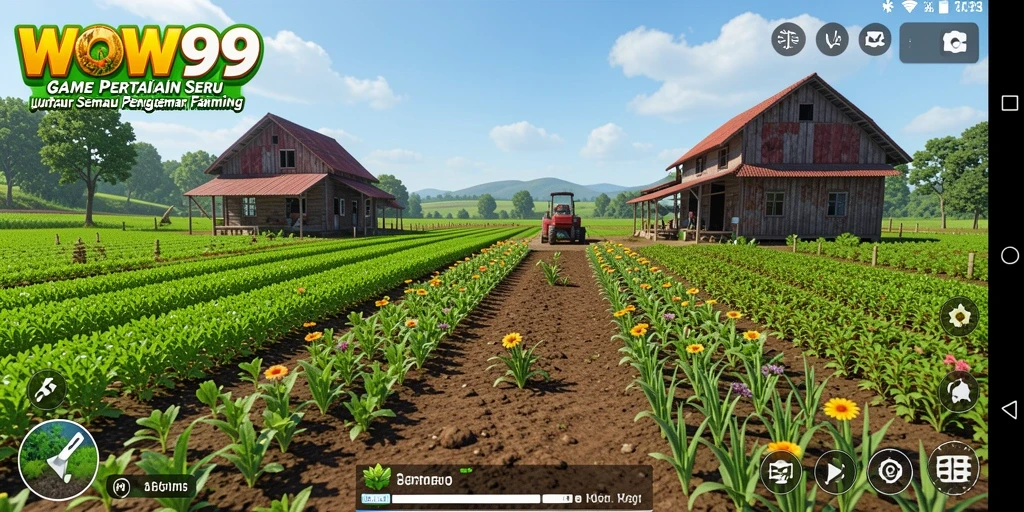 Gameplay WOW99 dengan suasana pertanian yang menakjubkan dan interaktif.